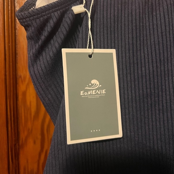 Eomenie Women's Blue One-Piece Bathing Suit Size Medium Cut Outs NEW - Picture 6 of 8